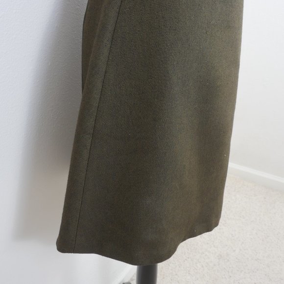 Zara Olive Green Faux Leather Sleeveless Wool Blend Skirt SZ Small Dress - Picture 8 of 14